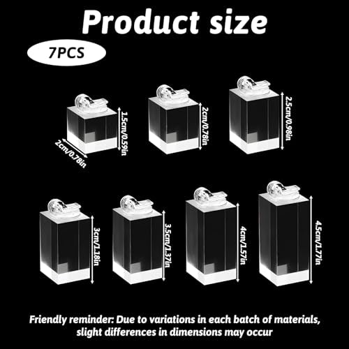 7 Pcs Clear Ring Holder, Crystal Acrylic Cube Ring Display Stand for Jewelry Showcase, Engagement Wedding Rings, Perfect for Store Countertop, Photography, and Gift Presentation - color: Cube