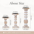 Wood Pillar Candle Holder: 3Pcs Rustic Candle Holders for Pillar Candles Wood Candle Holders Distressed Wooden Farmhouse Large Candle Holder Fireplace Table (Rustic White, 5.9", 7.87", 11") - color: Rustic White, size: 5.9", 7.9", 11"