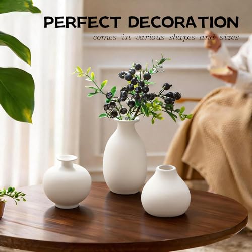 White Bud Vases Set of 12, Small Ceramic Vase in Bulk, Mini Pottery Vases for Pampas Grass Clay Vase for Wedding Table Centerpieces Decoration Modern Boho Rustic Home Decor DIY Gift - color: B-small Ceramic Vases-12pcs