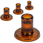 4PCS Dark Amber Taper Candle Holders, Glass Crystal Candlestick Holders Bulk, Clear Candle Holders for Dining Table Centerpiece - color: Dark Amber 4pcs