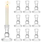 Glass Taper Candle Holders - Cute Candlestick Holders, 10Pcs Clear Candle Stick Candle Holder, Modern Tapered Candlestick Holders for Standard Candles for Wedding Christmas Home Decor - size: 10Pcs