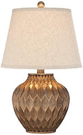 360 Lighting Buckhead Modern Accent Table Lamp 22" High Warm Bronze Brown Sculptural Geometric Textured Urn Tapered Fabric Drum Shade Bedroom Living Room House Home Bedside Nightstand Office - color: Bronze - Single