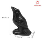 2Pcs Raven Statue Figurine, Black Crow Decor Sculpture, 2 Inch Natural Stone Creative Bird Ornament, Obsidian Crystal Stone Lucky Healing Guardian Animal Pocket Figure for Office Home Decoration Women
