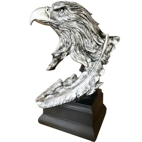 H&W Silvery Bald Eagle Figurines - The USA's National Emblem - Resin Statue Decoration for Home/Study/Living Room, Great Collectible Figurines, Best Gift for The Man, Silvery (HH17-D9) - color: Eagle-silver