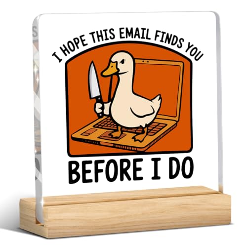Funny Office Decor Funny Office Gifts Work Desk Decor Coworker Gifts Goose Acrylic Humor Gift for Women Men Friend Coworker - color: I Hope This Email Finds You Before I Do