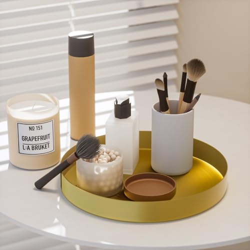 Decorative Tray Centerpiece Decor Organizer Round Trays Storage for Coffee Table Tray Home Decor for Living Room Kitchen Counter