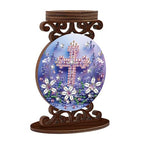 MaiYiYi DIY Religious Cross Diamond Art Painting Candlestick Holders, Flower Cross Diamond Pianting Candle Holder, Special-Shaped Diamond Wooden Candlestick Crafts Ornaments for Home Decor