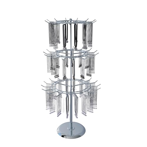Jewelry Rotating Rack with 12/15/18 Hooks Chrome Necklace Keychain Display Organizer Stand 3 Tier for Boutique Countertop Use - size: Length-Incremental Style - 45 hooks