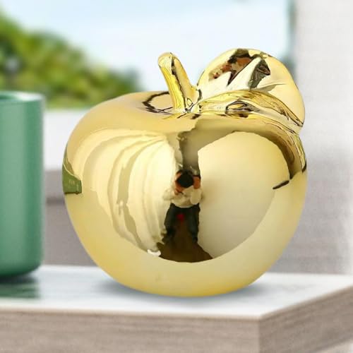 Fenteer Fruit Sculpture Desktop Statue Delicate Ideal Gifts Artistic Ornament Ceramic Figurine for Rooms Porches Desktops Homes Cafes, Golden, L - color: Golden, size: Large
