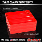 ERNST MFG Tool Garage Organizer Tray, Red, 3-Compartments - Made in the USA - color: Red, size: 3-Compartments