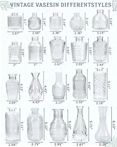 Yirilan Bud Vases Set of 20 PCS, Flower Vases for Table Centerpieces, Mini Vases for Single Stem Flowers, Glass Vases for Centerpieces, Wedding & Home Decor, Clear - size: 20 pcs