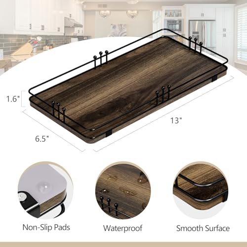 Toilet Paper Basket, Bathroom Basket for Counter Toiletries Towel Decor, Toilet Tank Tray, Guest Back of Toilet Organizer Storage, Vanity Tray for Perfume Makeup, Kitchen 13”x6.5” Brown-Black - color: Brown + Black, size: 13" x 6.5" x 1.6"