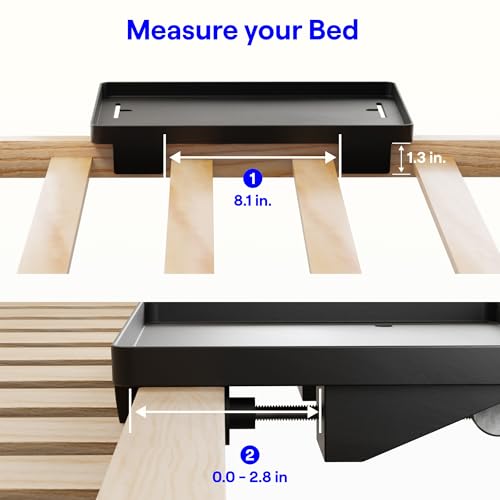 BedShelfie Bedside Shelf for Dorm Room Bunk Bed & Top Bunk, College Dorm Room Essentials, Bedside Caddy, Clip on Floating Desk Tray, Bed Side Table Storage, Loft Nightstand Decor - Cable Catch, Black - color: Black, size: CableCatch (Hard Plastic 12.5 x 9
