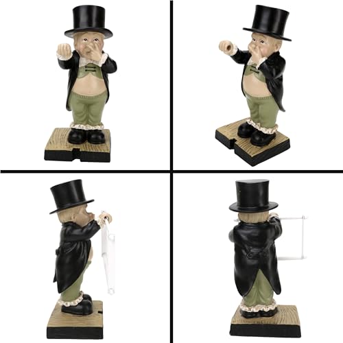 Pottery Toilet Butler Statue – Funny Toilet Paper Holder Stand, Resin Boy Holding Nose Roll Hanger, Gentleman Tissue Paper Towel Dispenser for Shelf, Table, Desk Home Decor, Modern Bathroom Sculptures