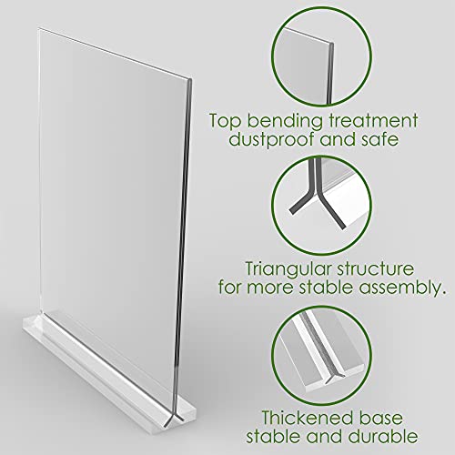 newnewshow Acrylic Sign Holder 5.5x8.5 Inch 3 Pack Vertical T Shape Double-Sided Desktop Display Holder. (Optional 8.5x11 8.5x5.5 5x7 Horizontal and Vertical) - size: 3 Pack 5.5*8.5