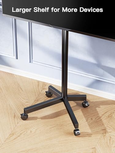 PERLESMITH Rolling TV Stand for 23–62 Inch TVs, Outdoor Mobile TV Cart Holds up to 99 lbs, Portable TV Stand on Wheels for Bedroom and Living Room, Max VESA 400x400mm, PSTVMC04B-B - size: 23-62 Inch