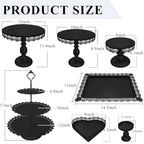 Set of 9 Cake Stands Metal Cupcake Stand Set Multiple Styles Candy Fruit Display Tower Dessert Plate Cake Serving Tray for Birthday Party Wedding Anniversary Baby Shower Engagement (Black) - color: Black