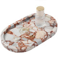 Red Marble Oval Tray 10x6 Inch - Vanity & Bathroom Organizer, Jewelry Dish, Coffee Table Decor - Natural Stone Desktop Catchall - style: Calacatta Red - 1 Pack