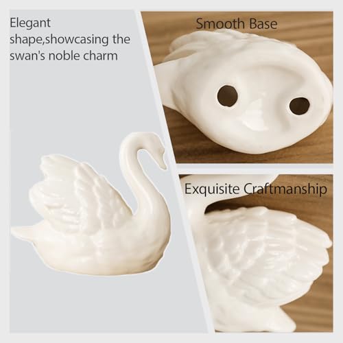Ceramic Swan Figurine - Modern Minimalist Swan Decor for Living Room, Office, Desk, and Shelf - Elegant Home Decor Statue (Black) - color: Black