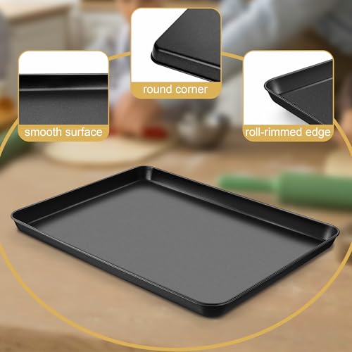 E-far 16x12 Inch Baking Sheet, Non-stick Cookie Sheet Pan for Oven Baking Cooking Roasting, Carbon Steel Tray Metal Bakeware for Jelly Roll Steak, Non-toxic & Warp Resistant, Easy Clean - size: 16x12x1 Inches