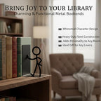 Metal People Bookends - Cute Decorative Book Ends for Shelves, Home Office Desk, Gift for Book Lovers