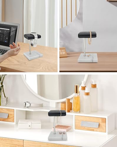 Watch Stand for Men Women Single, Watch Display Stand Holder, Single Watch Holder Watch Stand, Jewelry Stand, Black Marble Watch Stand Display for Watches, Bracelets, Watch Accessory - color: White