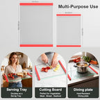 Tempered Glass Cutting Board Set for Kitchen Counter - Dishwasher Safe with Juice Grooves, Non-Slip Silicone Edges & Beveled Grip - 16"x12" & 12"x8" Serving Tray (Red-2PCS) - color: Red-2PCS
