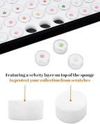 Novel Box Jewelry Display Tray Black Wood 8.25 x 14.75 x 1 Large Jewelry Tray with 50 Gem Jars Insert | Rectangular Display Trays for Collectibles | Rock Collection Tray | Gem Display Tray - color: 50-Gem Jars White Foam Liner, size: Wood Tray: 8.25 x 14.