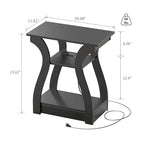 FROMJBEST End Table with Charging Station, Side Table with USB Ports and Outlets, Nightstand, 3 Tier End Table with Storage Shelf for Living Room, Bedroom (Black) - color: Black