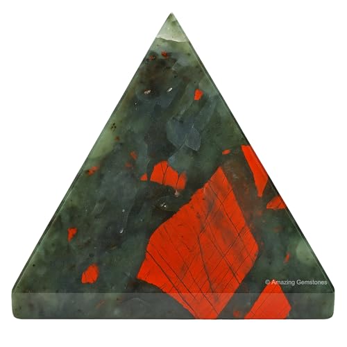 Amazing Gemstone African Bloodstone Pyramid Crystal Healing Stones - 2" Great Pyramid Figurine of Natural Stone Pyramid for Meditation, Reiki, Chakra Balancing and Crystal Pyramids Grid - color: African Bloodstone