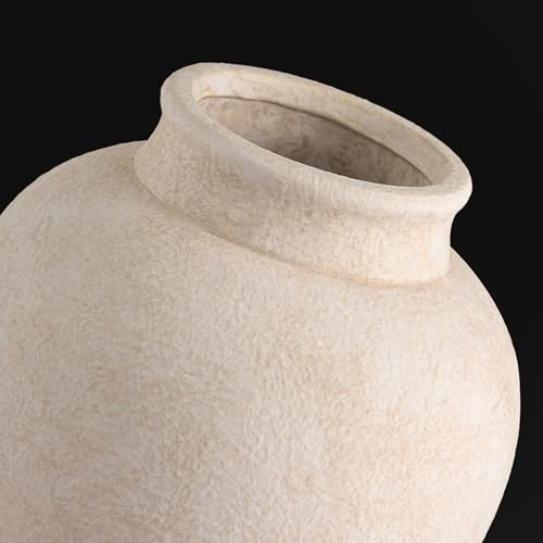 Ceramic Flower Vase, Flower Vase White Rustic Farmhouse Decorative Vase Floral Pottery Vases for Home Decor Table Living Room Entryway Mantel Bookshelf Bedroom Bathroom Kitchen - 6.7 Inch White - color: 6.7"h - White