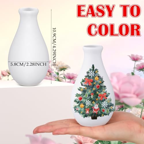 6 Set Mother's Day Ceramics to Paint DIY Your Own Ceramic Painting Kit for Crafts Vase to Paint Unpainted Plaster Paintable Kit Mother Art DIY Craft Supply with Brush Palette for Adult(Delicate) - color: Delicate