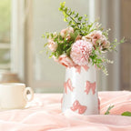 Chunful Embossed Pink Bow Ceramic Vase for Home Decor 7.1 Inch Cute Coquette Gifts for Women Girls Mother's Day Modern Decorative Bouquet Flower White Vases for Living Room Table - style: Pink Bow