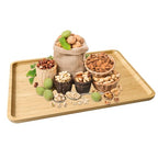 Bamboo Serving Tray Rectangle Platter Breakfast Dinner Food Bed Tray for Eating Kitchen Restaurants (1, 15.7" x 12.8" x 0.8" (no Handle)) - size: 15.7" x 12.8" x 0.8"