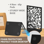 2pcs Book Ends Vines Plants Metal Large Bookends Leaf Heavy Duty Non-Slip Tree Book Ends Decorative Reading Black Book Stoppers for Shelves Back to School - style: Vines Plants,Leaf