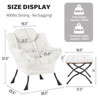Tiita Lazy Chair with Ottoman, Beige Modern Large Accent Chair, Comfy Leisure Sofa Armchair with Ottoman, Reading Chair with Footrest for Bedroom, Living Room, Dorm Rooms, Beige - color: Peach Skin Beige