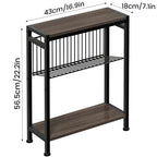 Side Table for Small Space, 3-Tier Narrow End Tablewith Magazine Holder,Slim Nightstand, Skinny Snack Couch Table in Living Room, Bedroom Study and Balcony(Ash Brown) - color: Ash Brown