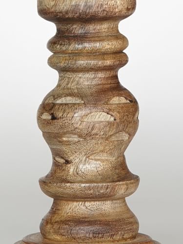 Traditional Wallnut Eco-Friendly Handmade Mango Wood Set of One 9" Pillar Candle Holder