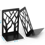Tree Design Bookends for Shelves – Modern Heavy Duty Metal Book Holders, Non-Skid Decorative Book Stoppers for Home or Office, 1 Pair (7 x 4.7 x 3.5), Black
