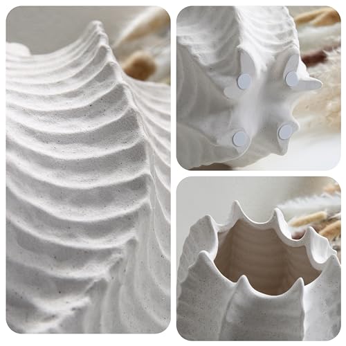 Ceramic Coastal Vase for Flowers, Large Off White Decorative Piece, Modern Styling for Home or Office