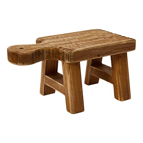 Creative Co-Op Small Wood Pedestal with Handle - color: Natural, size: Square, style: Rectangle