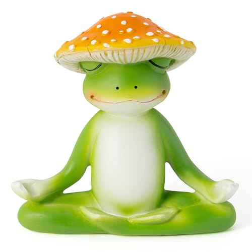 Meditation Frog Resin Statue - Yoga Meditation Frog Statue for Desk Living Room Resin Figurine for Home Patio Office Decoration Cute Plant Statues for Tabletop Garden Office Backyard Decor - style: Frog