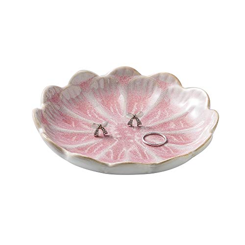Mecaikru jewelry dish, flower shape ring dish, pink earring tray, cute jewelry holder, key bowl, flower pink - color: pink flower
