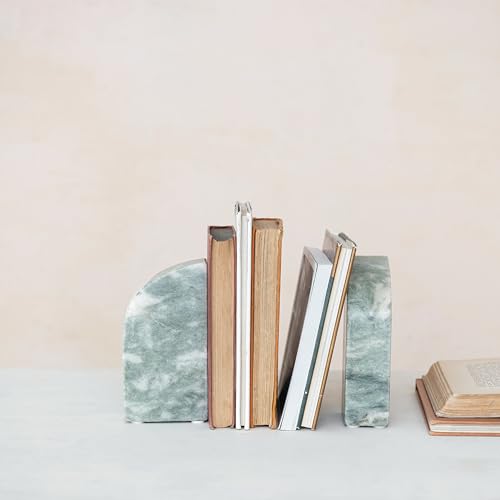 Creative Co-Op Half Arch Marble Bookends, Green
