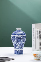 Blue and White Chinoiserie Ginger Jar Vase for Home Decor, Porcelain, 9" H - size: BlueB 9"H