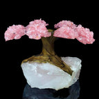Rose Quartz Gem Tree on Natural Quartz Base – Healing Crystal Art Sculpture