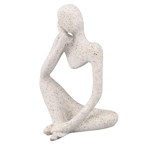 Abstract Thinker Statue | Synthetic Home Accent for Living Room/Office Desk/Bookshelf | Hollow Design Art Sculpture Collectible Present (Sandstone Right) - style: Sandstone Right
