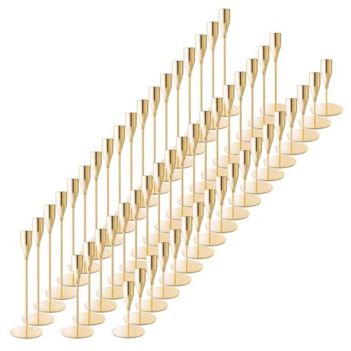 Taper Candle Holders,Tall Metal Candlestick Holders,French Gold,Set of 54,Three Heights,Candle Stick Holder Bulk for Wedding Centerpiece Decoration,Dinning,Festival,Party or Home Decor ﻿ - color: French Gold, size: Set of 54