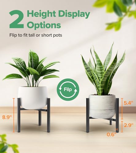 Plant Stand Indoor Adjustable, Metal Modern Indoor Plant Stand, Heavy Duty Plant Stands Outdoor Corner, Stable Plant Holder, Fits 8 to 12 Inches Pots, Black, 1 Pack, Pot & Plant Not Included - color: Black, size: 1 Pack