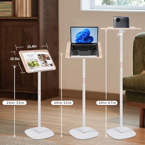 Adjustable Floor Book Stand Height From20'-51‘ and Angle, Music Stand,Reading Stand for Tablet Bibles, Recipes, Cooking, Books Wooden Display Rack,Stable Portable with Clip - style: Extra Long (20-51in Height)